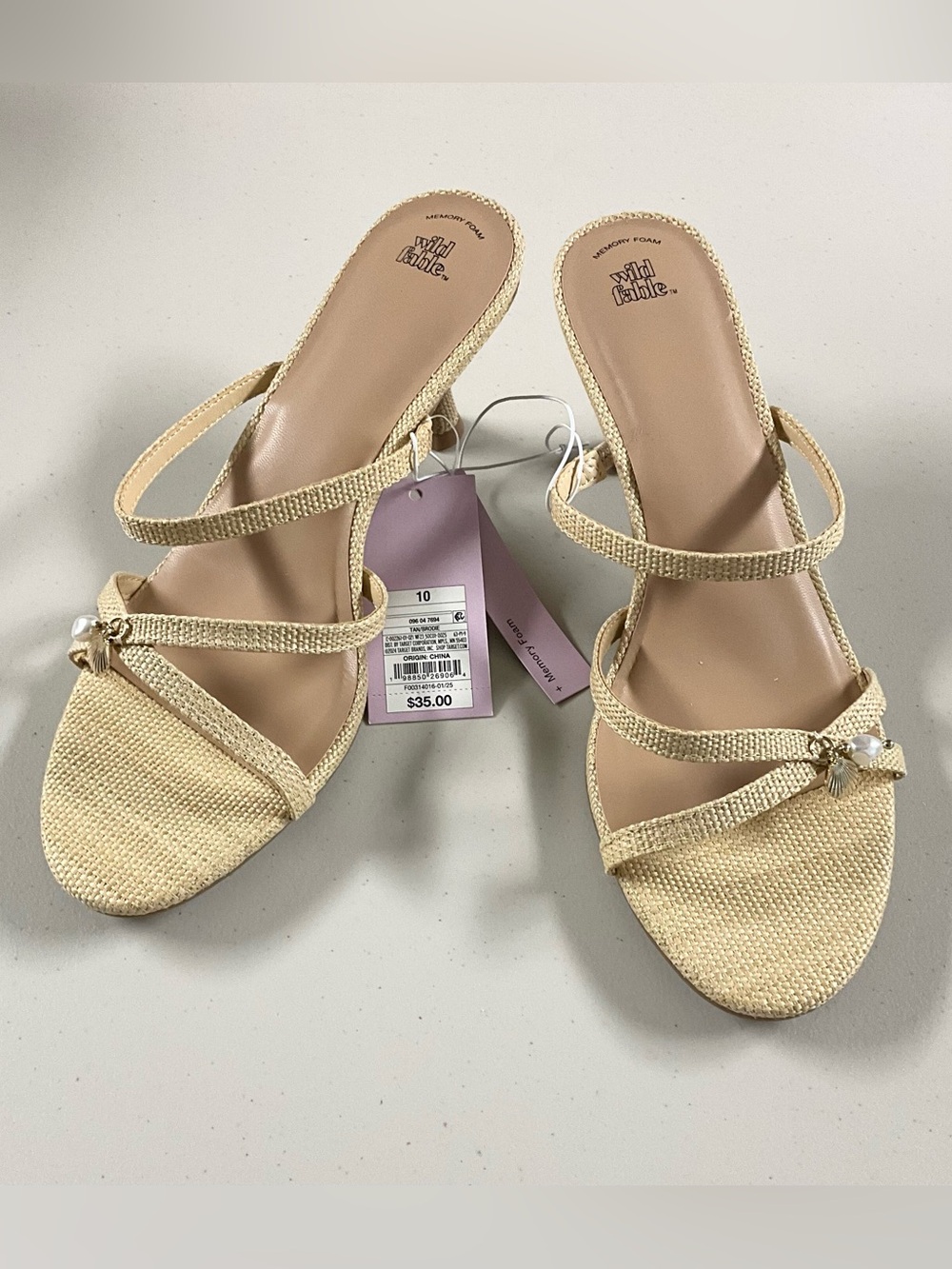 Braided Strap Slide Sandals with Pearl Detail Wild Fable